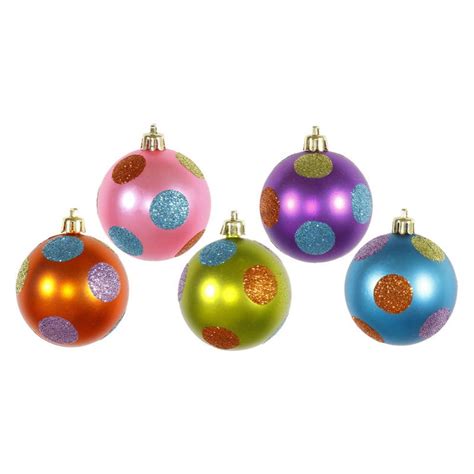 Vickerman 24 In Candy Polka Dot Balls Assorted Set Of 15 Walmart