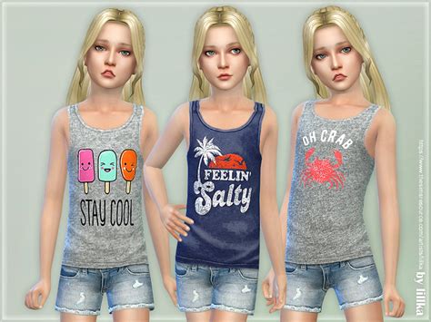 The Sims Resource Summer Print Top And Shorts 06