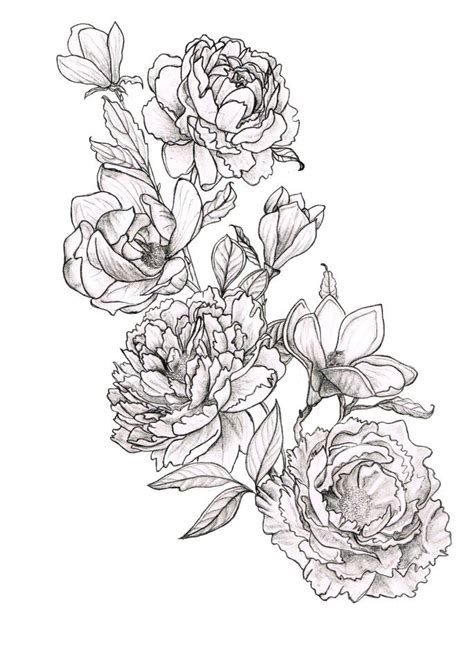 Linework Peony Flower Tattoo Wiki Tattoo