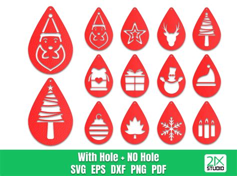 Christmas Earrings Svg Template Christmas Ornaments Svg Files Etsy