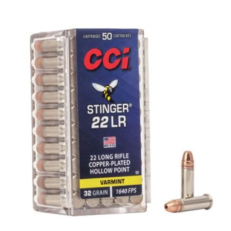 Cci Stinger 22 Lr 32 Grain Copper Hollow Point Ammunition 1640 Fps 500