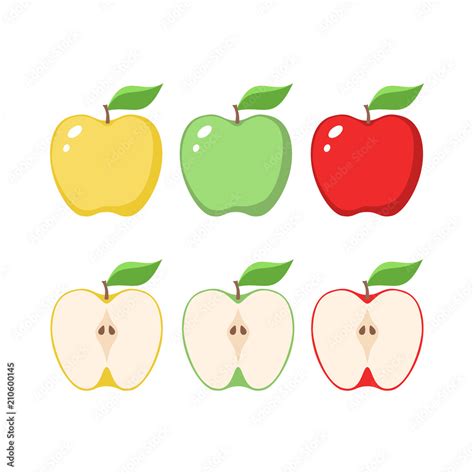 Yellow Green And Red Apples Clipart Cartoons Sliced Apple Stock