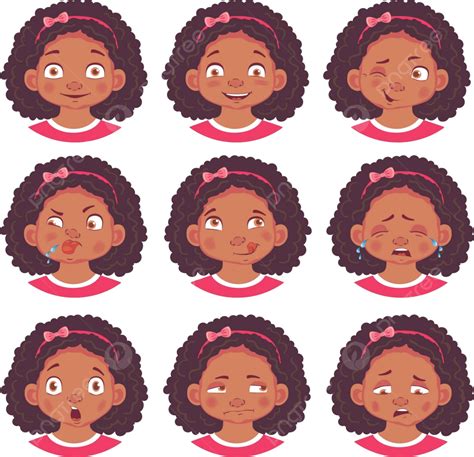 African Girls Emotions Set Afro Girl Icon Vector Afro Girl Icon Png