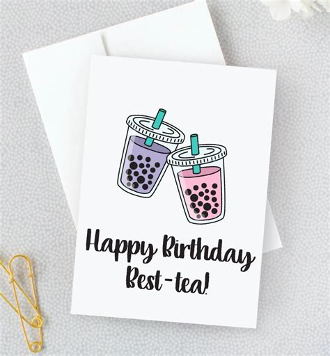 Bubble Tea Besties Birthday Ccard Boba Best Teas Card Etsy México