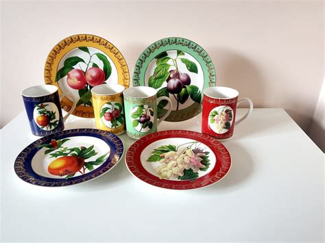 Vintage Fruit Plates And Mugs American Atelier Royal Fruit Dinner Set