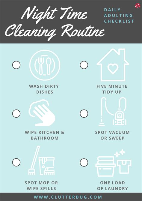 Night Time Cleaning Checklist Free Printable