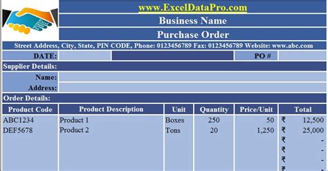 Open excel to a blank workbook. Download Purchase Order Excel Template - ExcelDataPro