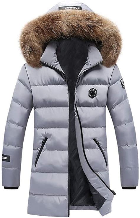 saoye fashion wintermantel herren lang warme dicke winterparka mit kunstfell kapuze männer