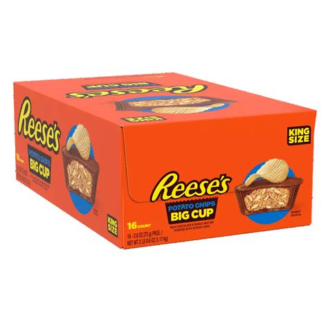 Reeses Big Cup With Potato Chips King Size Peanut Butter Cups 26 Oz 16 Count Box