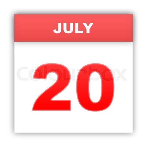 July 20 Day On The Calendar 3d Stock Image Colourbox