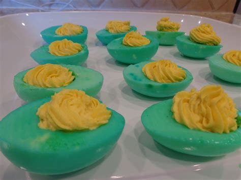 The only dessert you'll find harder to make is meringue, which uses egg whites and sugar. St. Patrick's Day deviled eggs. #food | Dessert recipes ...