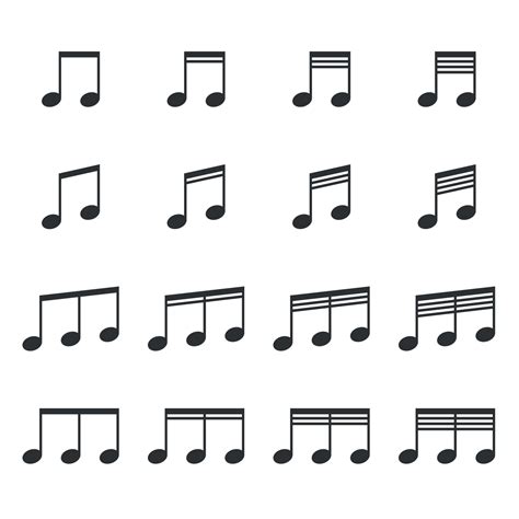 Music Note Vector Icon Set Song Melody Tune Flat Vector Symbol