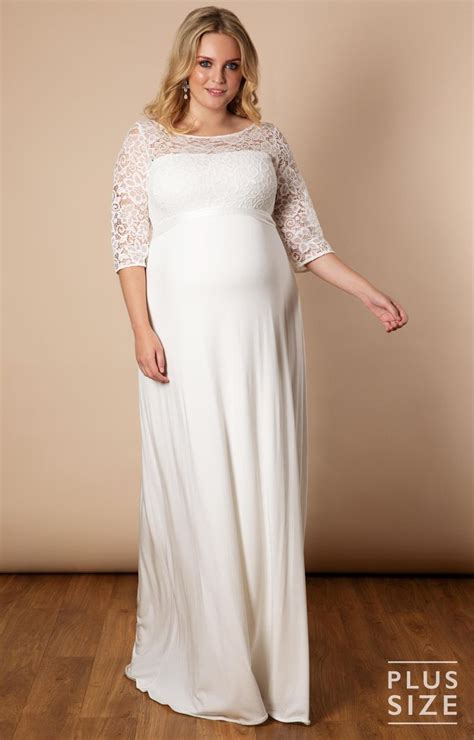 Double lined to prevent sheerness. Lucia Plus Size Maternity Wedding Gown Long Ivory White ...