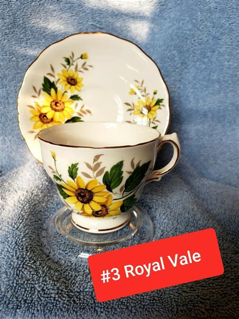 Royal Vale Fine Bone China Teacup And Saucer Sunflowers Made In