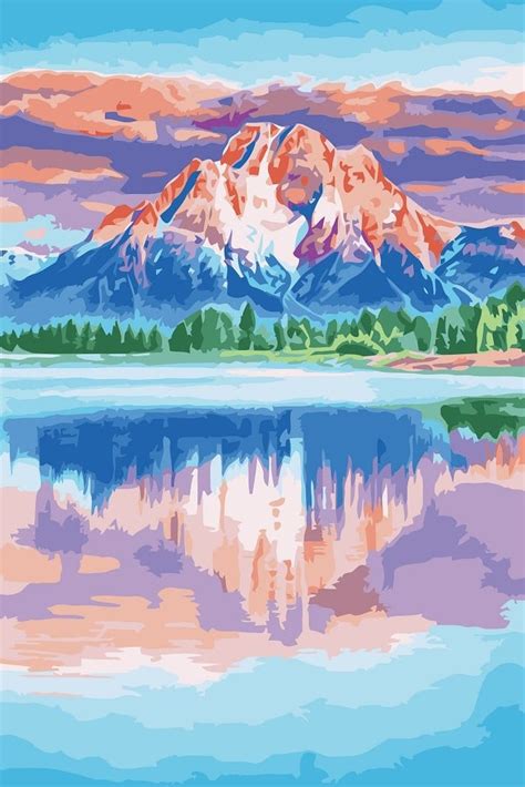 Mirror Mountain Landscape Paint By Number Numeral Paint