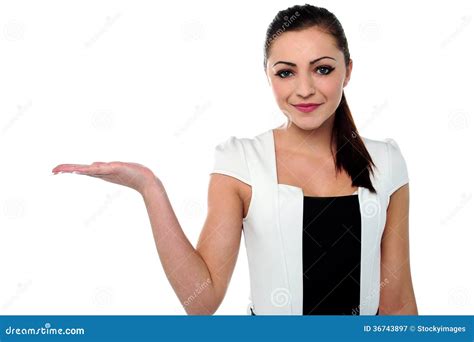 Pretty Businesswoman Presenting Something Stock Image Image Of Beauty