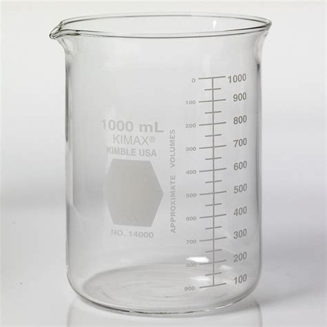 Kimble Kimax Glass Beaker Low Form 100 To 1000ml 24 Pk 38vj72 14000 1000 Grainger