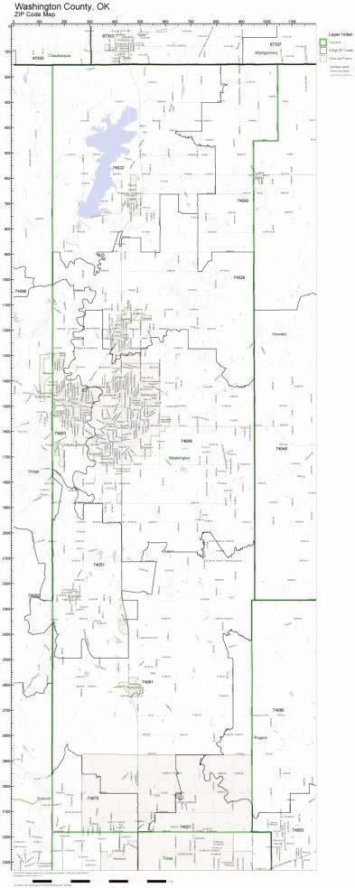 Washington County Oklahoma Ok Zip Code Map Not Laminated