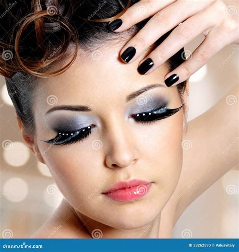 Face Of Woman With Fashion Eye Makeup Stock Photo Image Of Stylish