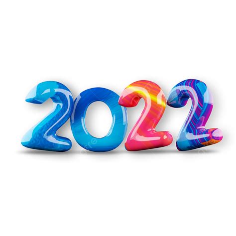 Feliz Ano Novo 2022 Gradiente Azul Número De Desenho Animado 3d Png