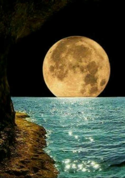 Beautiful Full Moonthe Oceannightluna♡ Ocean At Night Nature
