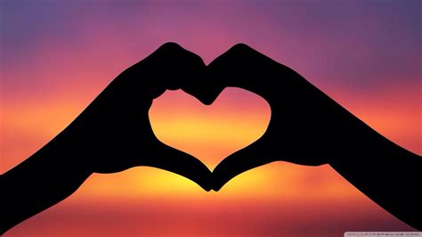 Two Hands One Heart Hands Making A Heart Love Backgrounds Sunset
