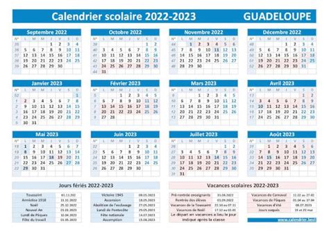 Vacances Scolaires 2022 2023 Académie De Guadeloupe