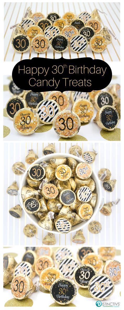 Black And Gold 30th Birthday Party Favor Stickers 30th Birthday Party