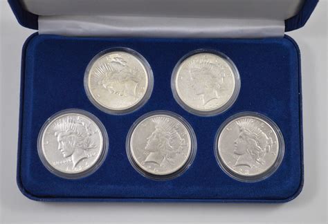 Silver Coin Set The Morgan Mint 5 Peace Dollars Historic Us Collection
