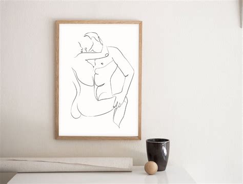 Erotic Art Print Erotic Line Drawing Art One Line Art Naked Etsy
