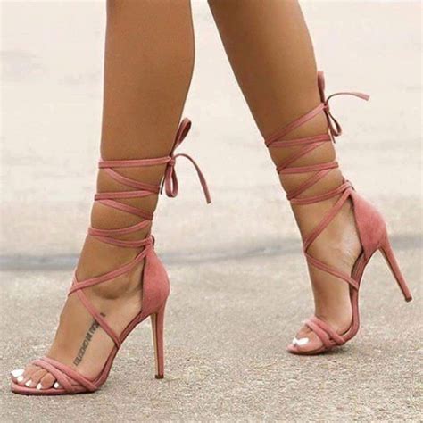 Pink Soft Strappy Sandals Stiletto Heels Open Toe Sexy Sandals For