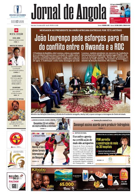 Jornal De Angola Sexta 17 De Junho De 2022