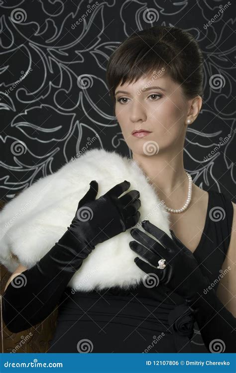 Portrait Of Aristocratic Lady In An Evening Dress Stock Photo Image