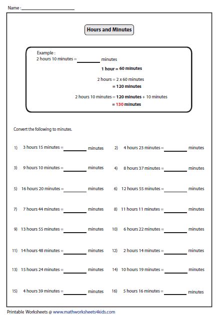 Convert Between Days Hours Minutes And Seconds Worksheets
