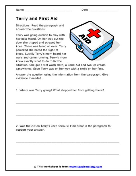 First Aid Scenarios Worksheets