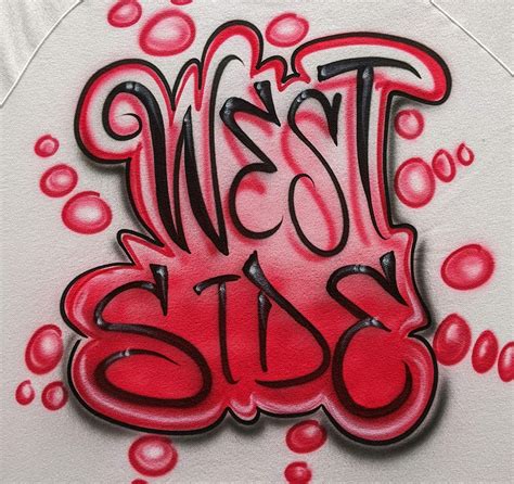 Airbrush Graffiti Black And Red Name Design T Shirt Handmade