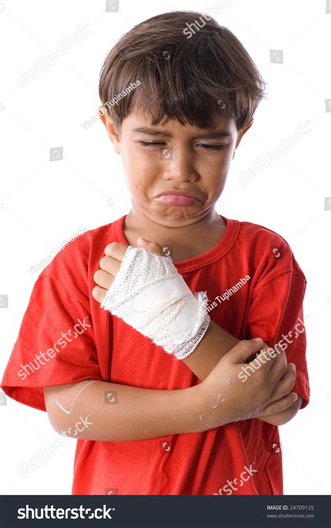 Cute Boy Sad With His Hand Hurt Stock Photo 24709135 Shutterstock