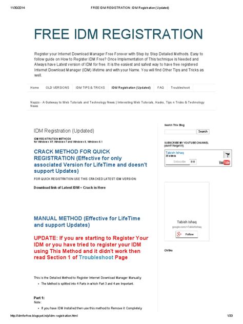 How to register idm with serial key? FREE IDM REGISTRATION_ IDM Registration (Updated).pdf | Windows 8.1 | Microsoft Windows