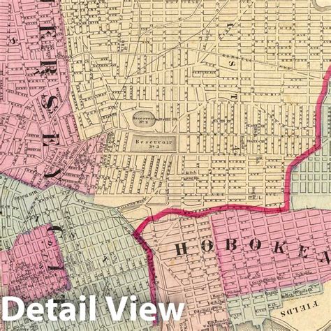 Historic Map 1872 Hoboken Jersey City Vintage Wall Art In 2022
