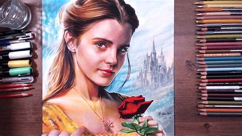 Beauty And The Beast Belleemma Watson Colored Pencil Drawing Youtube