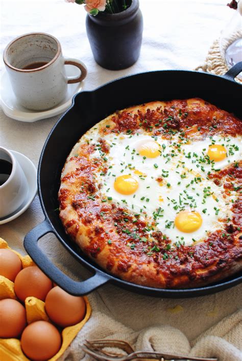 breakfast pizza with sausage and eggs bev cooks