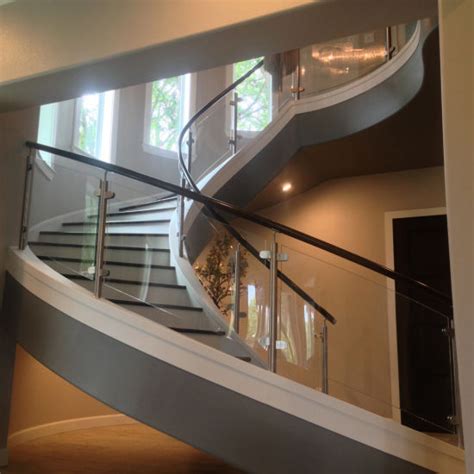 China Modern Double Steel Plates Stairs Curved Wooden Stringer