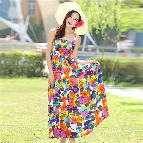 Almuerk 2018 Women Casual Sundress Summer Dress Female Flower Print Sexy Ankle Length Hotsale