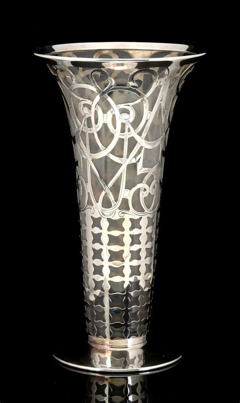 2 A Sterling Silver Overlay Vase Signed Gorham