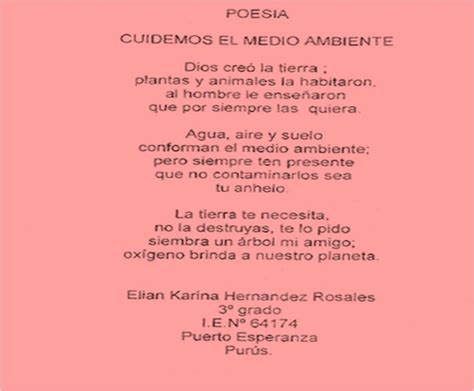 Collection Of Poemas Dia Del Medio Ambiente Poema Medio Ambiente Un