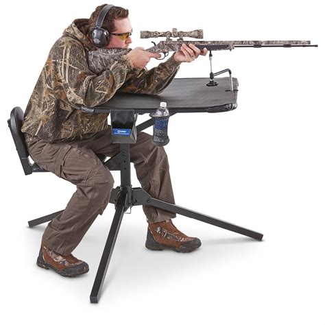 Portable Shooting Bench Rest with 360 Swivel Seat Table Top Stand Range