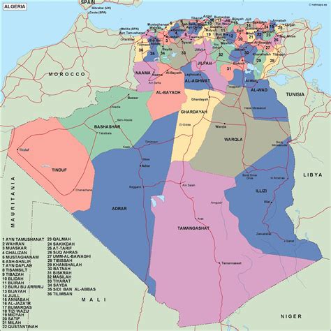 Algeria Political Map Vector Eps Maps Eps Illustrator Map Vector