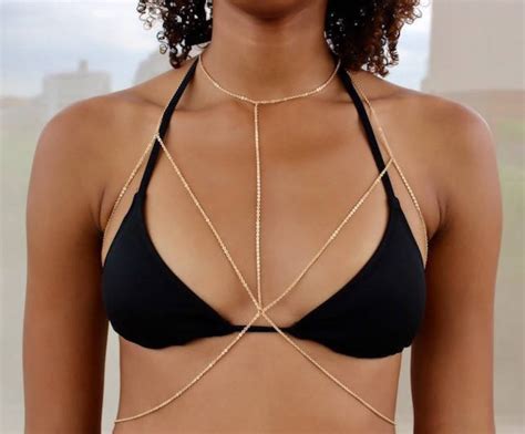 Layered Gold Chain Bralette Gold Body Chain Gold Chain Etsy