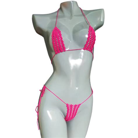 Buy Trangscrochet Crochet Extreme Micro G String Bikini Hot Pink See Through Bikini For Women