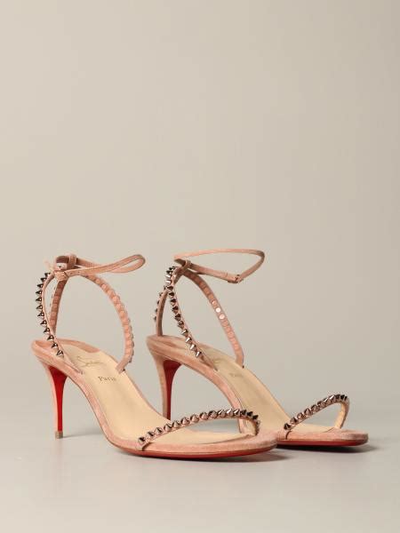 CHRISTIAN LOUBOUTIN So Me Sandal In Suede With Studs Nude Heeled